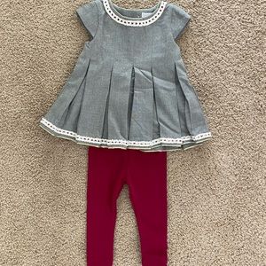 Tahari Baby Girl Pleated Dress with Leggings 2 Piece Set